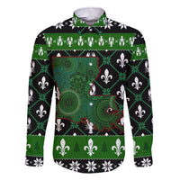 Louisiana USA Symbols Pattern Christmas Family Matching Short Sleeve Bodycon Dress and Hawaiian Shirt Xmas Holiday Patterns - Wonder Print Shop