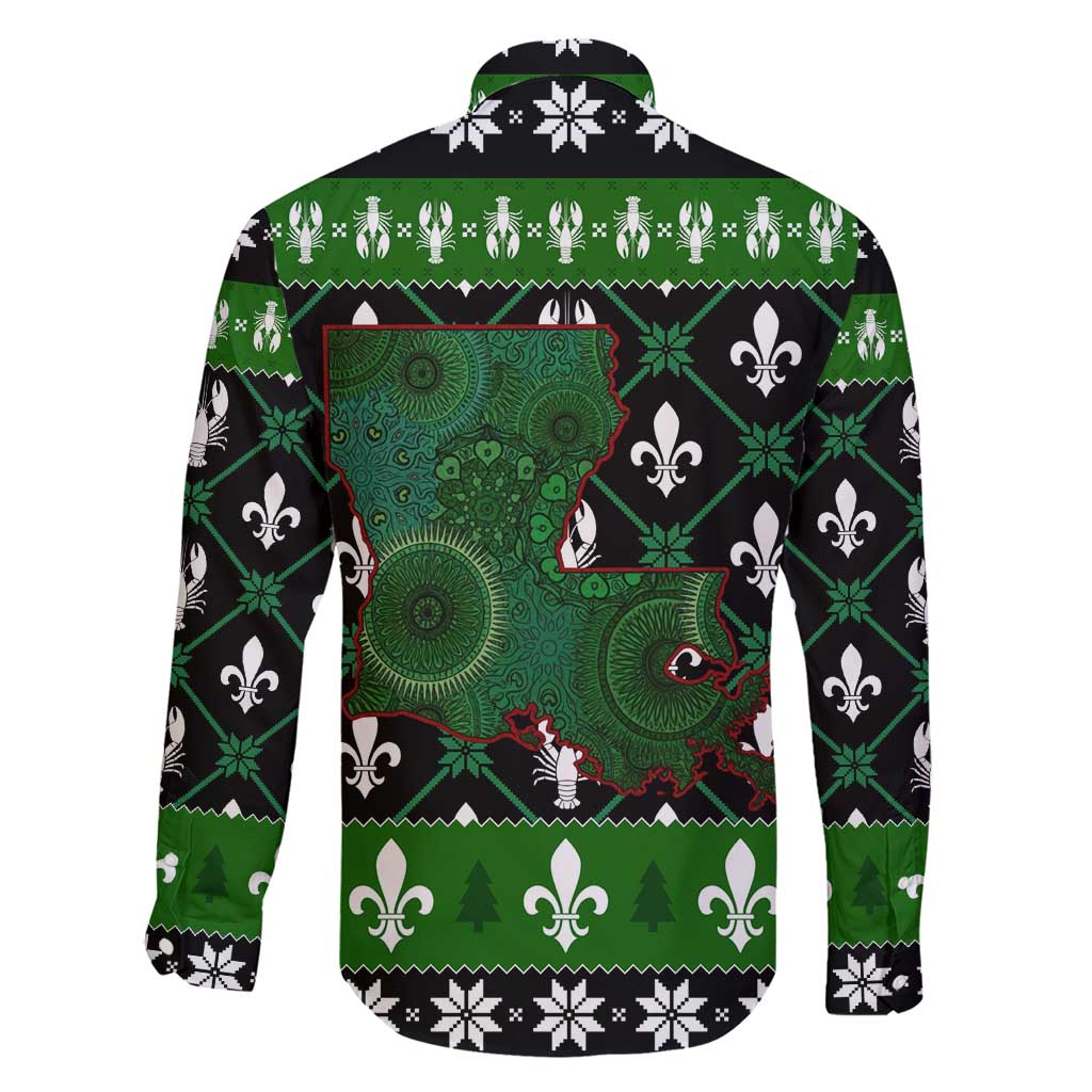 Louisiana USA Symbols Pattern Christmas Family Matching Short Sleeve Bodycon Dress and Hawaiian Shirt Xmas Holiday Patterns - Wonder Print Shop