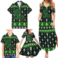 Louisiana USA Symbols Pattern Christmas Family Matching Summer Maxi Dress and Hawaiian Shirt Xmas Holiday Patterns - Wonder Print Shop
