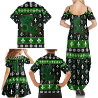 Louisiana USA Symbols Pattern Christmas Family Matching Summer Maxi Dress and Hawaiian Shirt Xmas Holiday Patterns - Wonder Print Shop