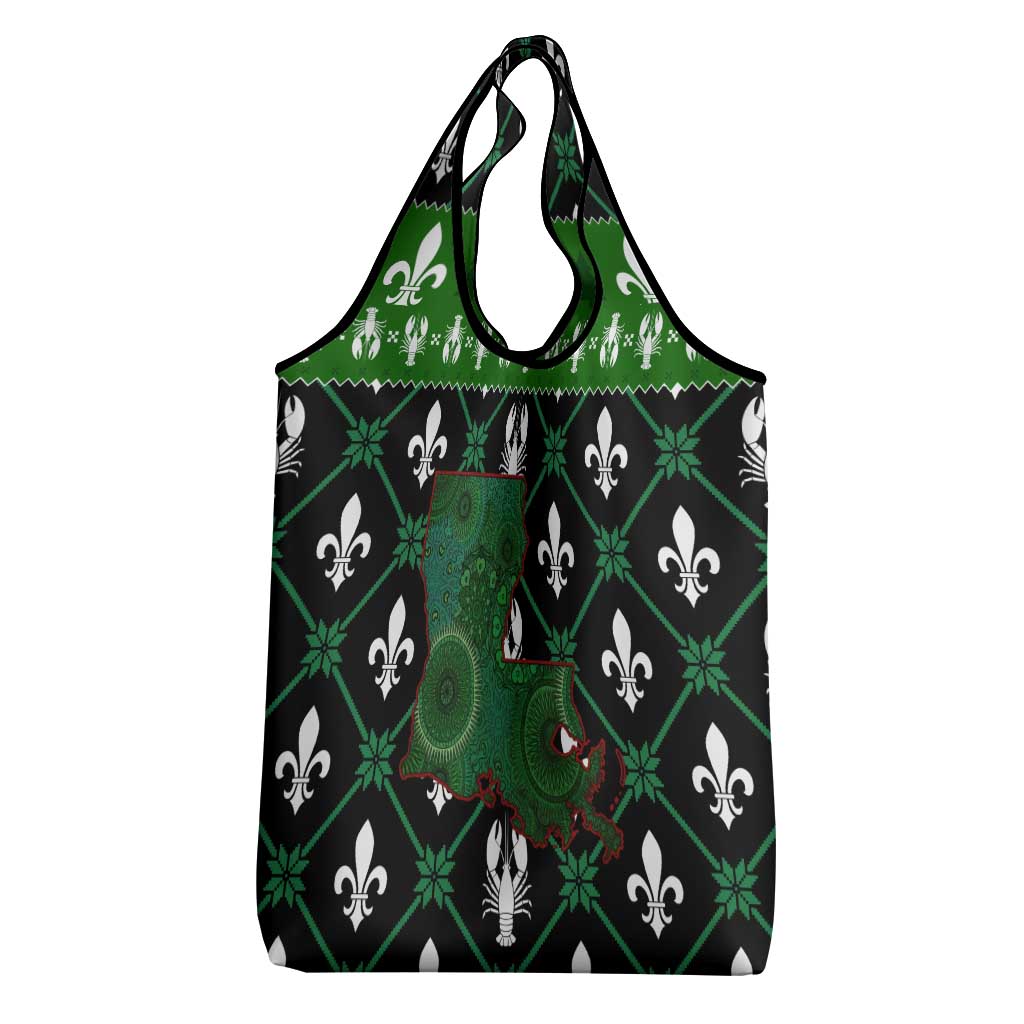Louisiana USA Symbols Pattern Christmas Grocery Bag Xmas Holiday Patterns - Wonder Print Shop