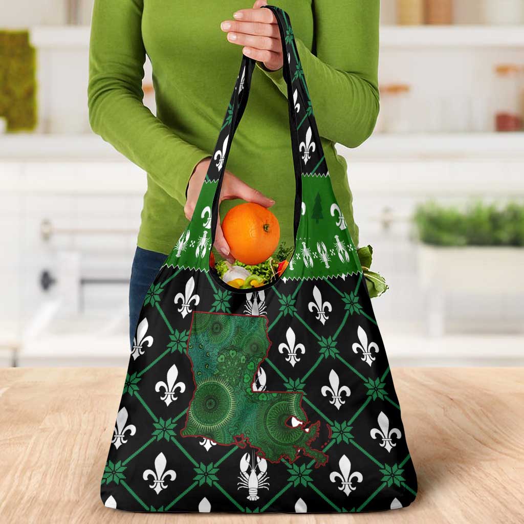 Louisiana USA Symbols Pattern Christmas Grocery Bag Xmas Holiday Patterns - Wonder Print Shop