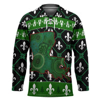 Louisiana USA Symbols Pattern Christmas Hockey Jersey Xmas Holiday Patterns - Wonder Print Shop