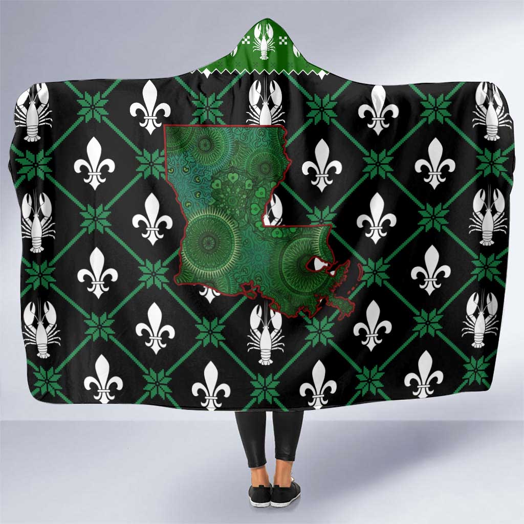 Louisiana USA Symbols Pattern Christmas Hooded Blanket Xmas Holiday Patterns - Wonder Print Shop