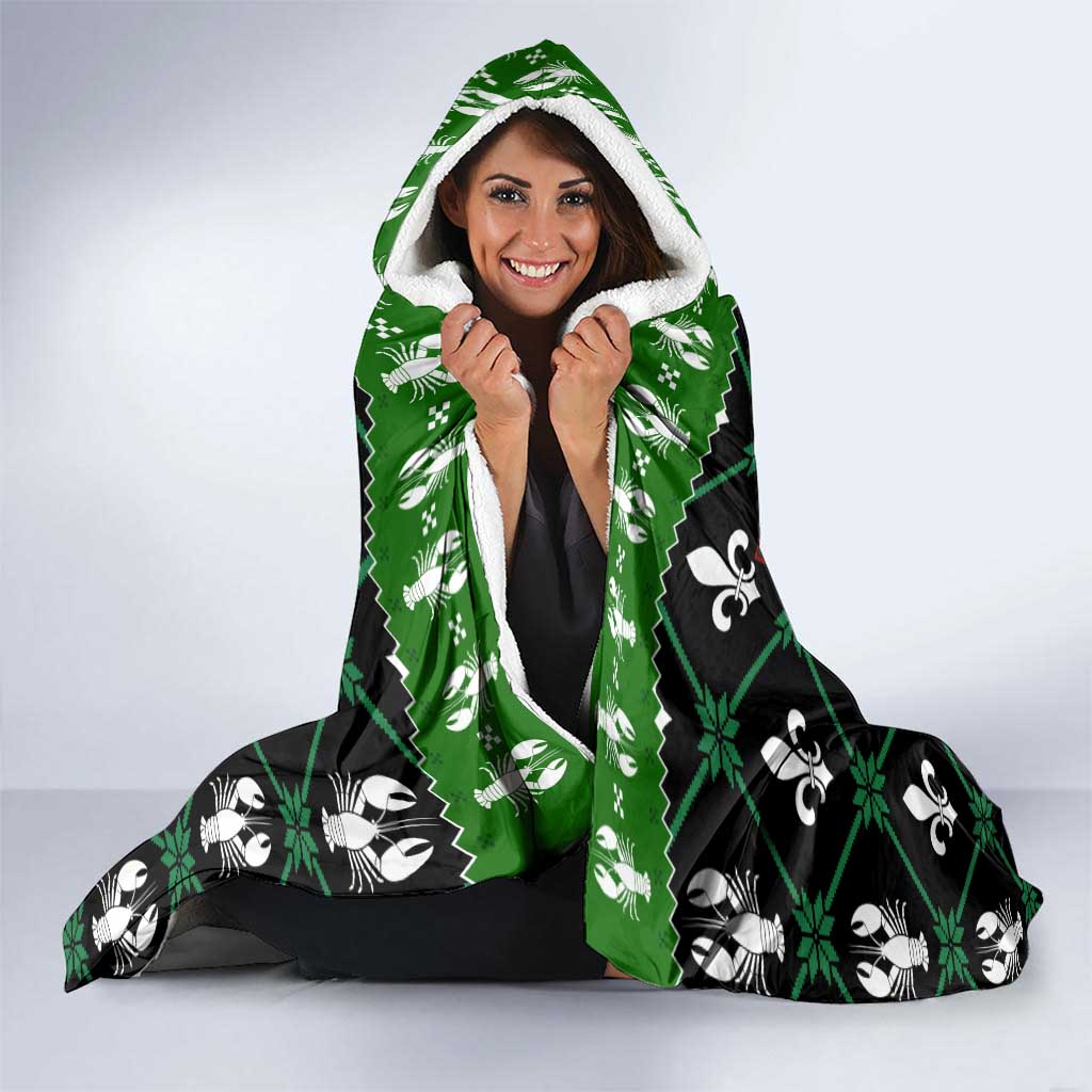 Louisiana USA Symbols Pattern Christmas Hooded Blanket Xmas Holiday Patterns - Wonder Print Shop