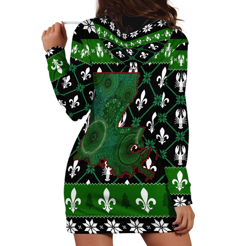 Louisiana USA Symbols Pattern Christmas Hoodie Dress Xmas Holiday Patterns - Wonder Print Shop