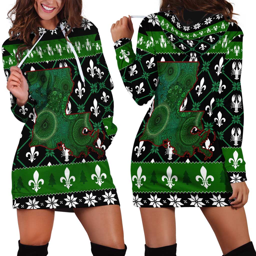 Louisiana USA Symbols Pattern Christmas Hoodie Dress Xmas Holiday Patterns - Wonder Print Shop