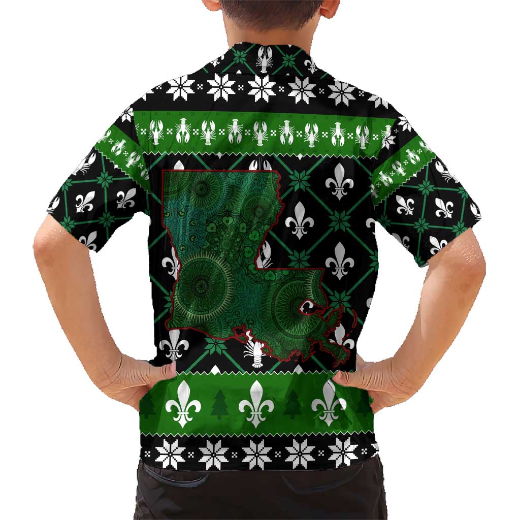 Louisiana USA Symbols Pattern Christmas Kid Hawaiian Shirt Xmas Holiday Patterns - Wonder Print Shop