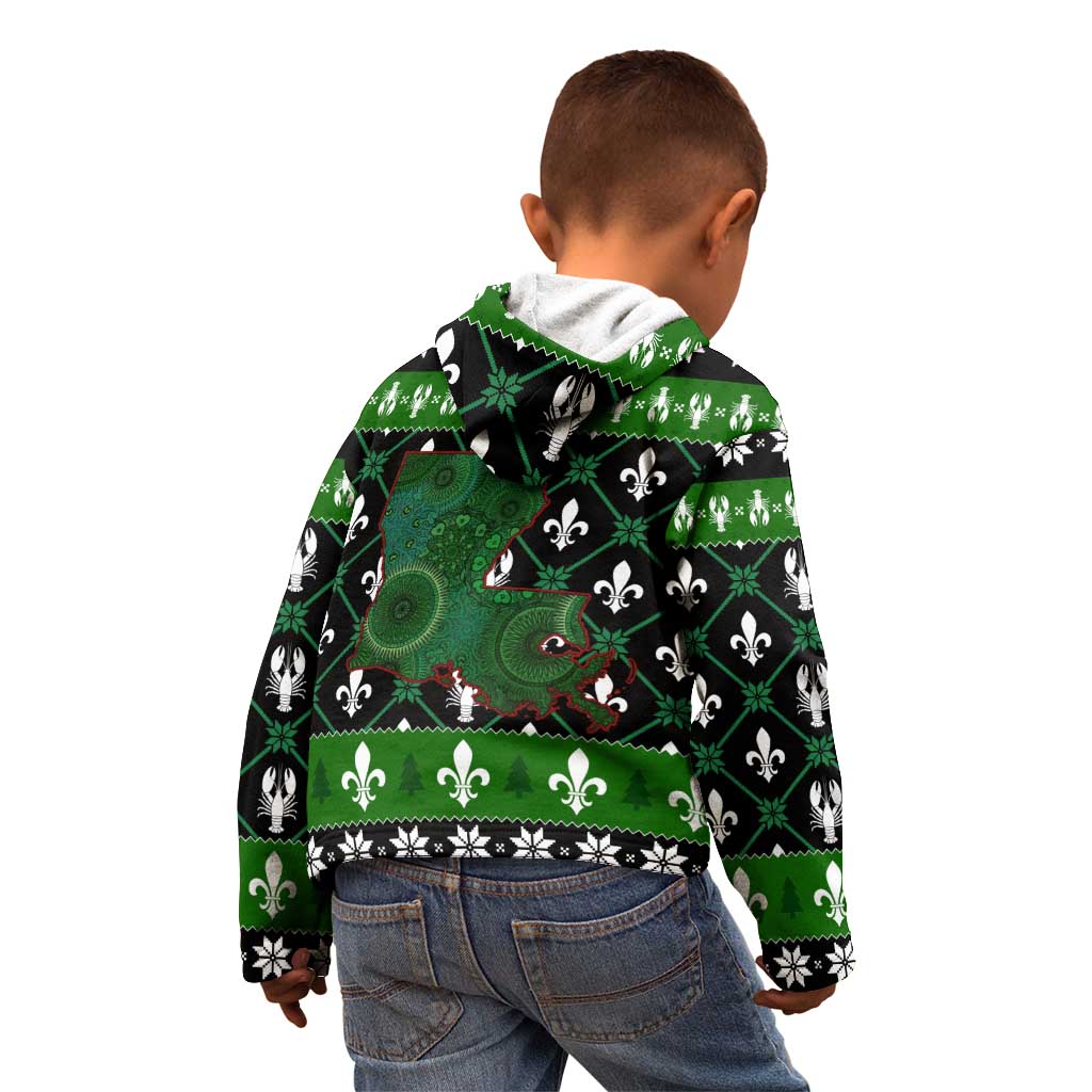 Louisiana USA Symbols Pattern Christmas Kid Hoodie Xmas Holiday Patterns - Wonder Print Shop