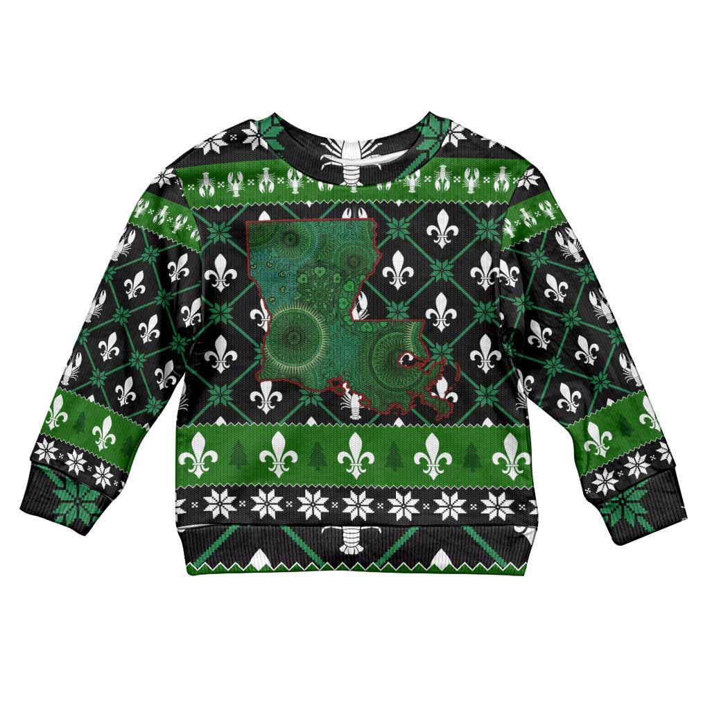 Louisiana USA Symbols Pattern Christmas Kid Ugly Christmas Sweater Xmas Holiday Patterns - Wonder Print Shop