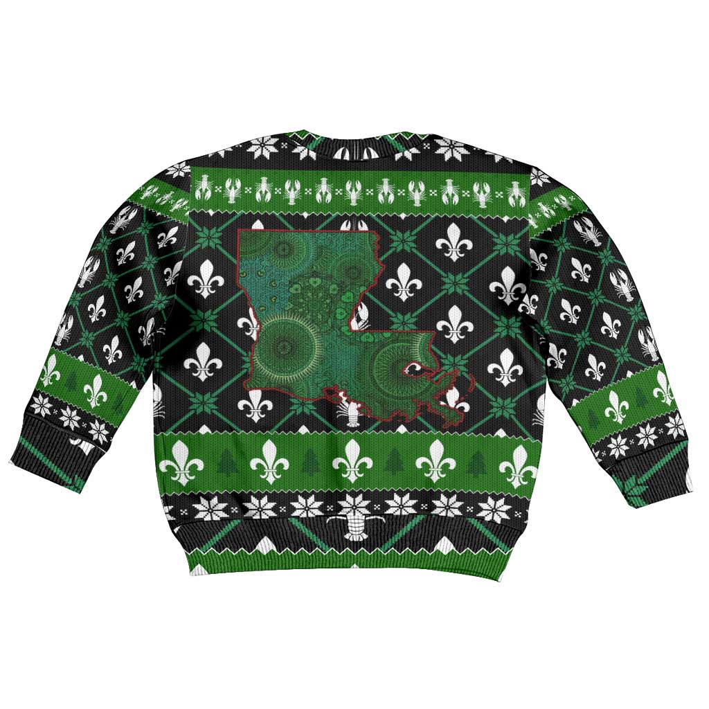 Louisiana USA Symbols Pattern Christmas Kid Ugly Christmas Sweater Xmas Holiday Patterns - Wonder Print Shop