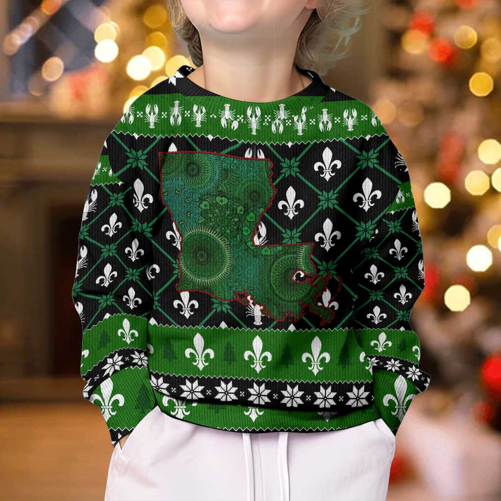 Louisiana USA Symbols Pattern Christmas Kid Ugly Christmas Sweater Xmas Holiday Patterns - Wonder Print Shop