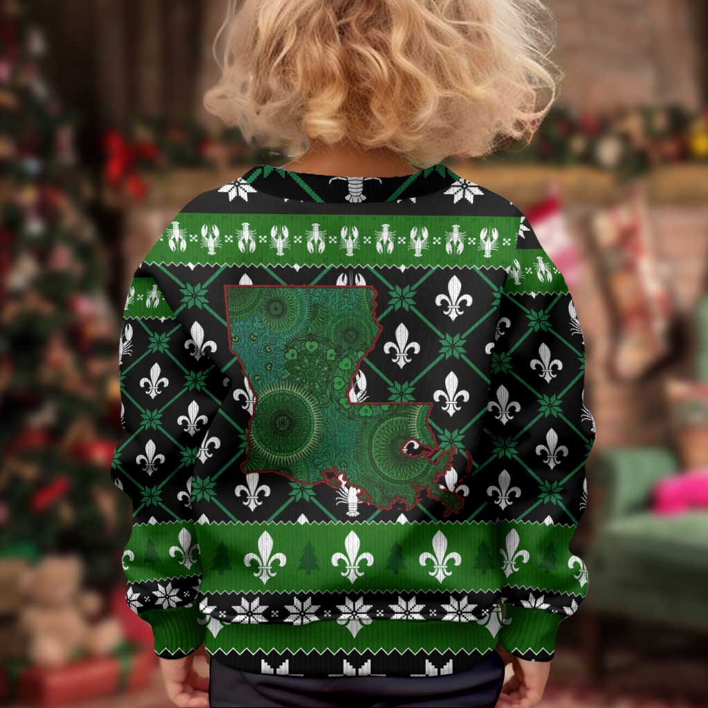 Louisiana USA Symbols Pattern Christmas Kid Ugly Christmas Sweater Xmas Holiday Patterns - Wonder Print Shop