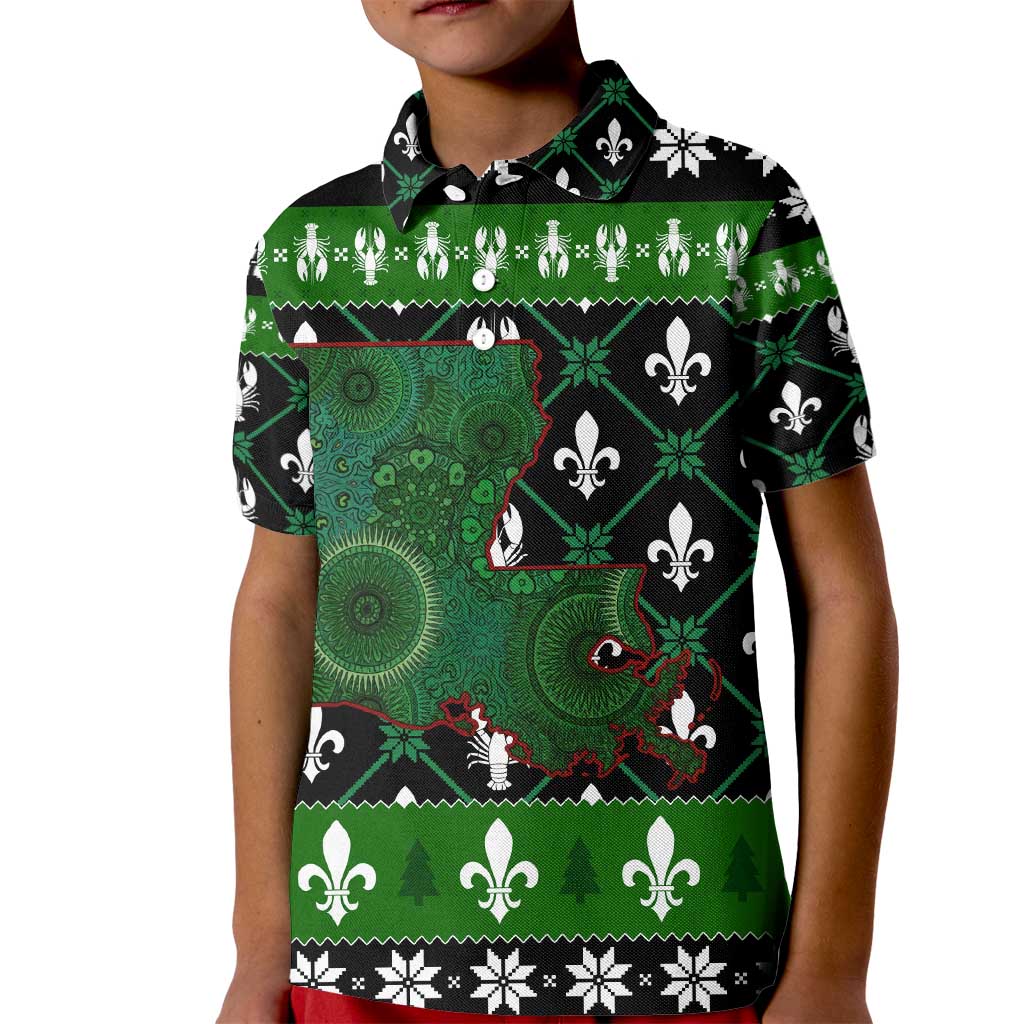 Louisiana USA Symbols Pattern Christmas Kid Polo Shirt Xmas Holiday Patterns - Wonder Print Shop
