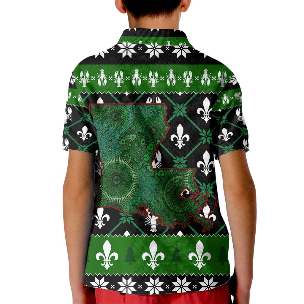 Louisiana USA Symbols Pattern Christmas Kid Polo Shirt Xmas Holiday Patterns - Wonder Print Shop