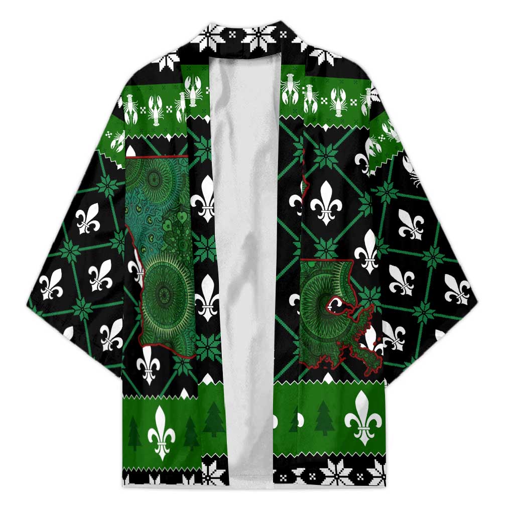 Louisiana USA Symbols Pattern Christmas Kimono Xmas Holiday Patterns - Wonder Print Shop