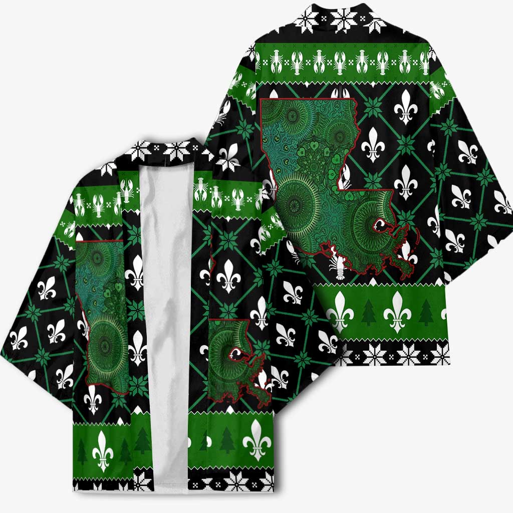 Louisiana USA Symbols Pattern Christmas Kimono Xmas Holiday Patterns - Wonder Print Shop