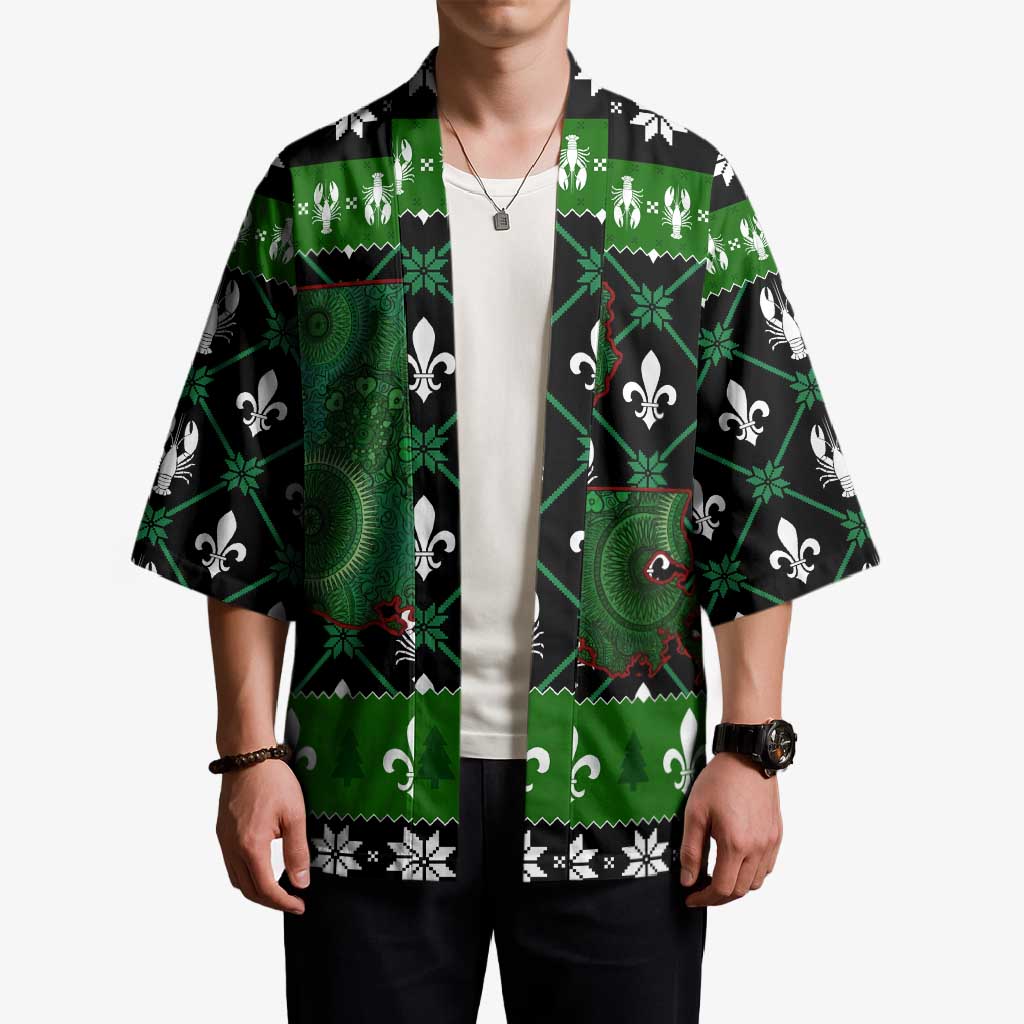 Louisiana USA Symbols Pattern Christmas Kimono Xmas Holiday Patterns - Wonder Print Shop