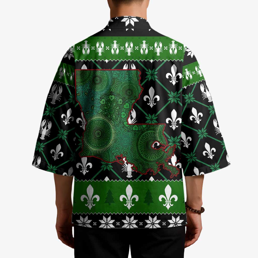 Louisiana USA Symbols Pattern Christmas Kimono Xmas Holiday Patterns - Wonder Print Shop