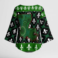 Louisiana USA Symbols Pattern Christmas Kimono Sleeve Blouse Xmas Holiday Patterns - Wonder Print Shop