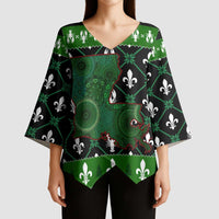 Louisiana USA Symbols Pattern Christmas Kimono Sleeve Blouse Xmas Holiday Patterns - Wonder Print Shop