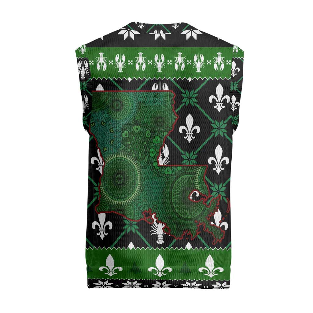 Louisiana USA Symbols Pattern Christmas Knitted V-Neck Vest Xmas Holiday Patterns - Wonder Print Shop