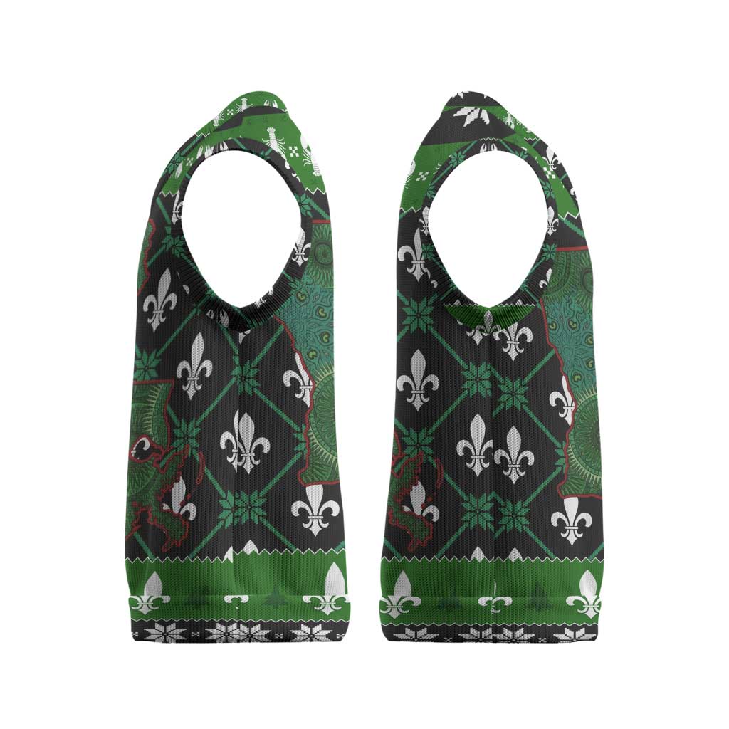 Louisiana USA Symbols Pattern Christmas Knitted V-Neck Vest Xmas Holiday Patterns - Wonder Print Shop