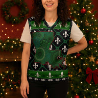 Louisiana USA Symbols Pattern Christmas Knitted V-Neck Vest Xmas Holiday Patterns - Wonder Print Shop