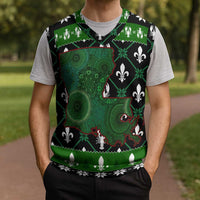 Louisiana USA Symbols Pattern Christmas Knitted V-Neck Vest Xmas Holiday Patterns - Wonder Print Shop