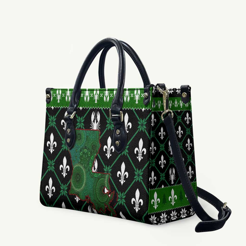 Louisiana USA Symbols Pattern Christmas Leather Bag Xmas Holiday Patterns - Wonder Print Shop
