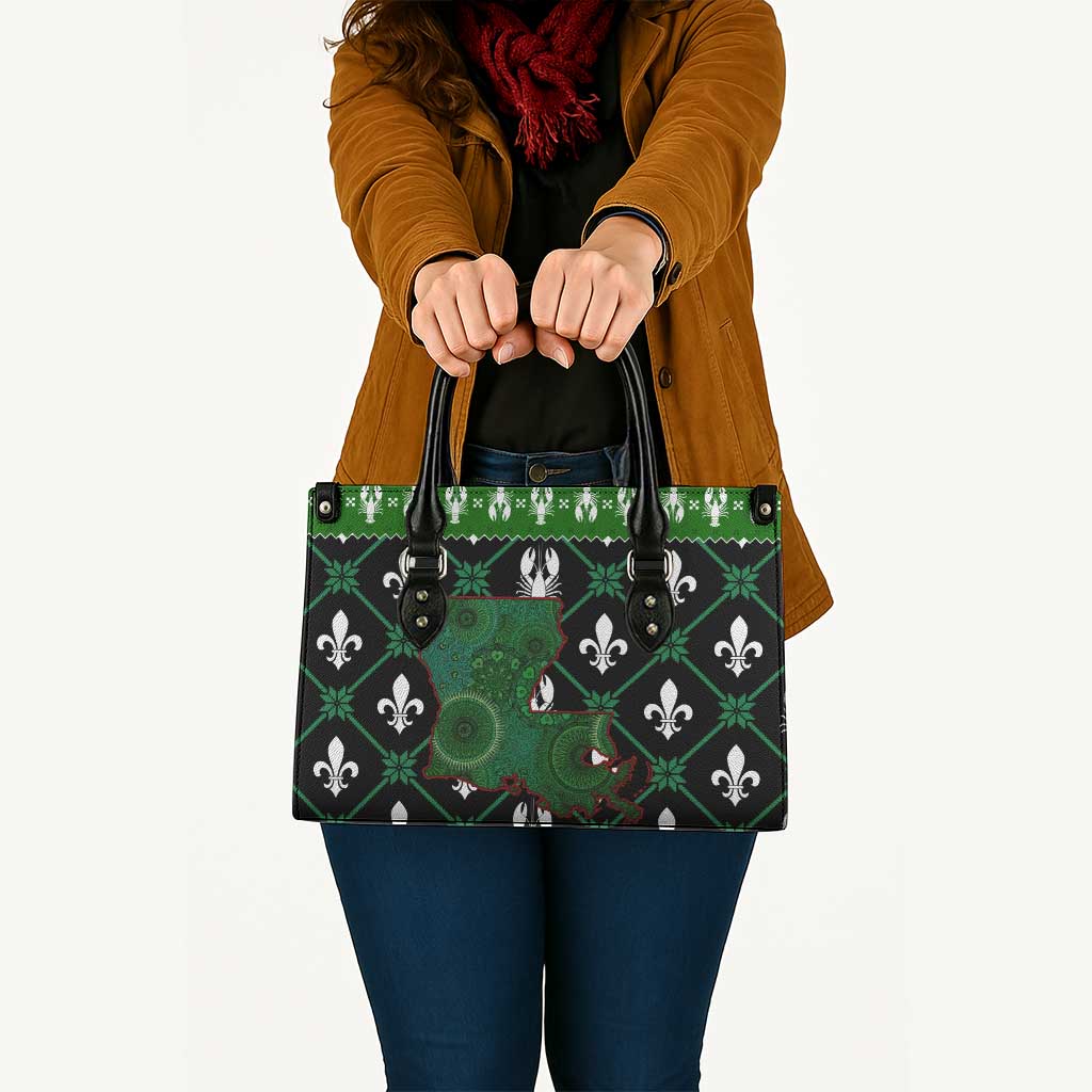 Louisiana USA Symbols Pattern Christmas Leather Bag Xmas Holiday Patterns - Wonder Print Shop