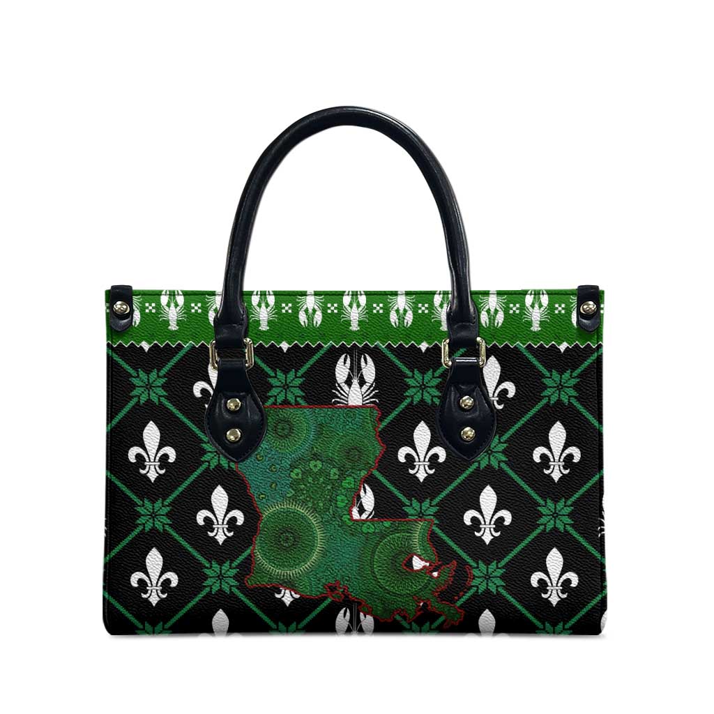 Louisiana USA Symbols Pattern Christmas Leather Bag Xmas Holiday Patterns - Wonder Print Shop
