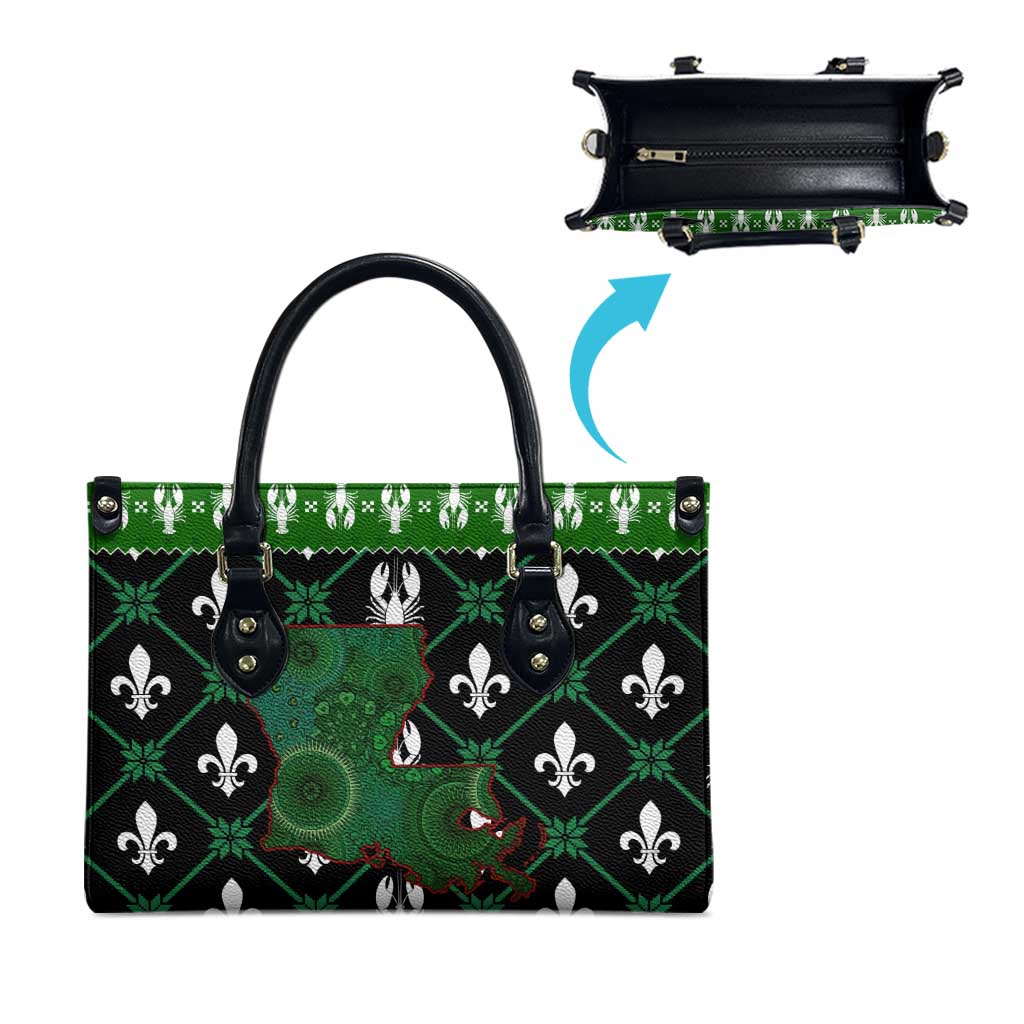 Louisiana USA Symbols Pattern Christmas Leather Bag Xmas Holiday Patterns - Wonder Print Shop