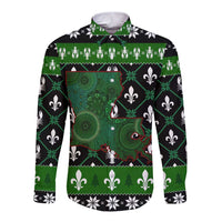 Louisiana USA Symbols Pattern Christmas Long Sleeve Button Shirt Xmas Holiday Patterns - Wonder Print Shop