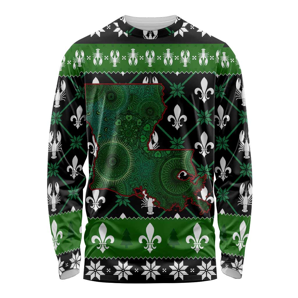 Louisiana USA Symbols Pattern Christmas Long Sleeve Shirt Xmas Holiday Patterns - Wonder Print Shop