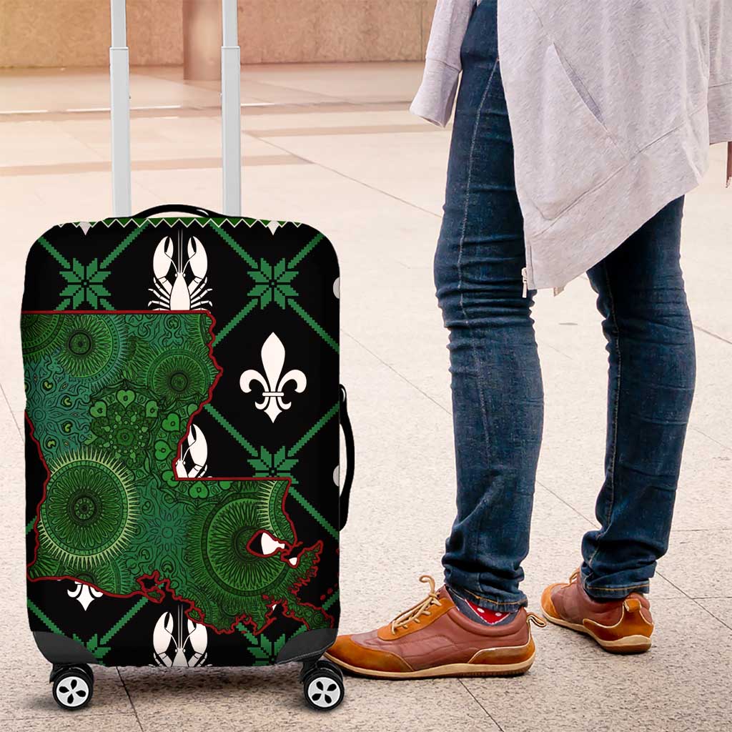 Louisiana USA Symbols Pattern Christmas Luggage Cover Xmas Holiday Patterns - Wonder Print Shop