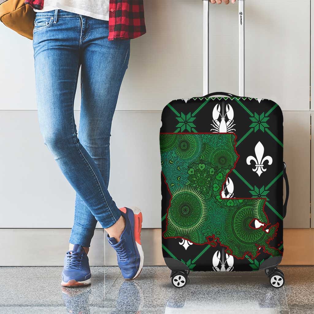 Louisiana USA Symbols Pattern Christmas Luggage Cover Xmas Holiday Patterns - Wonder Print Shop