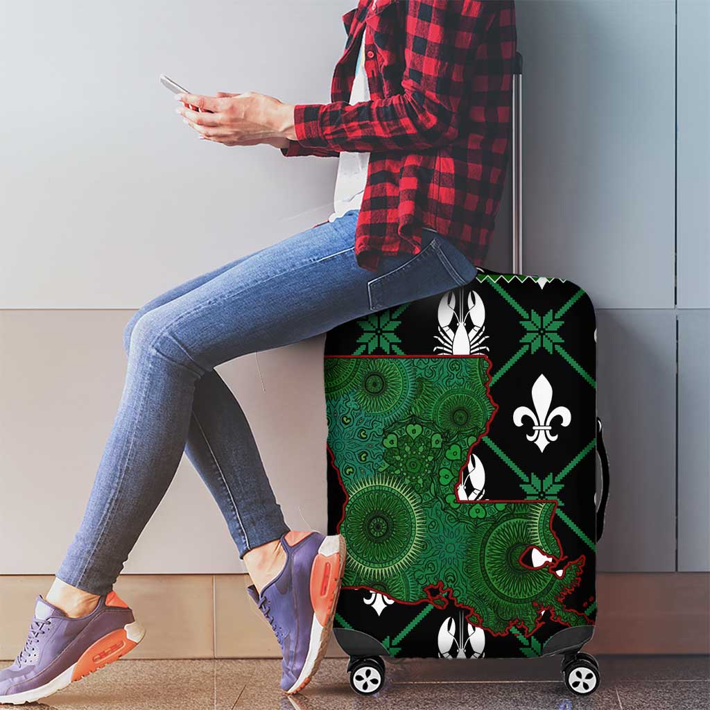 Louisiana USA Symbols Pattern Christmas Luggage Cover Xmas Holiday Patterns - Wonder Print Shop