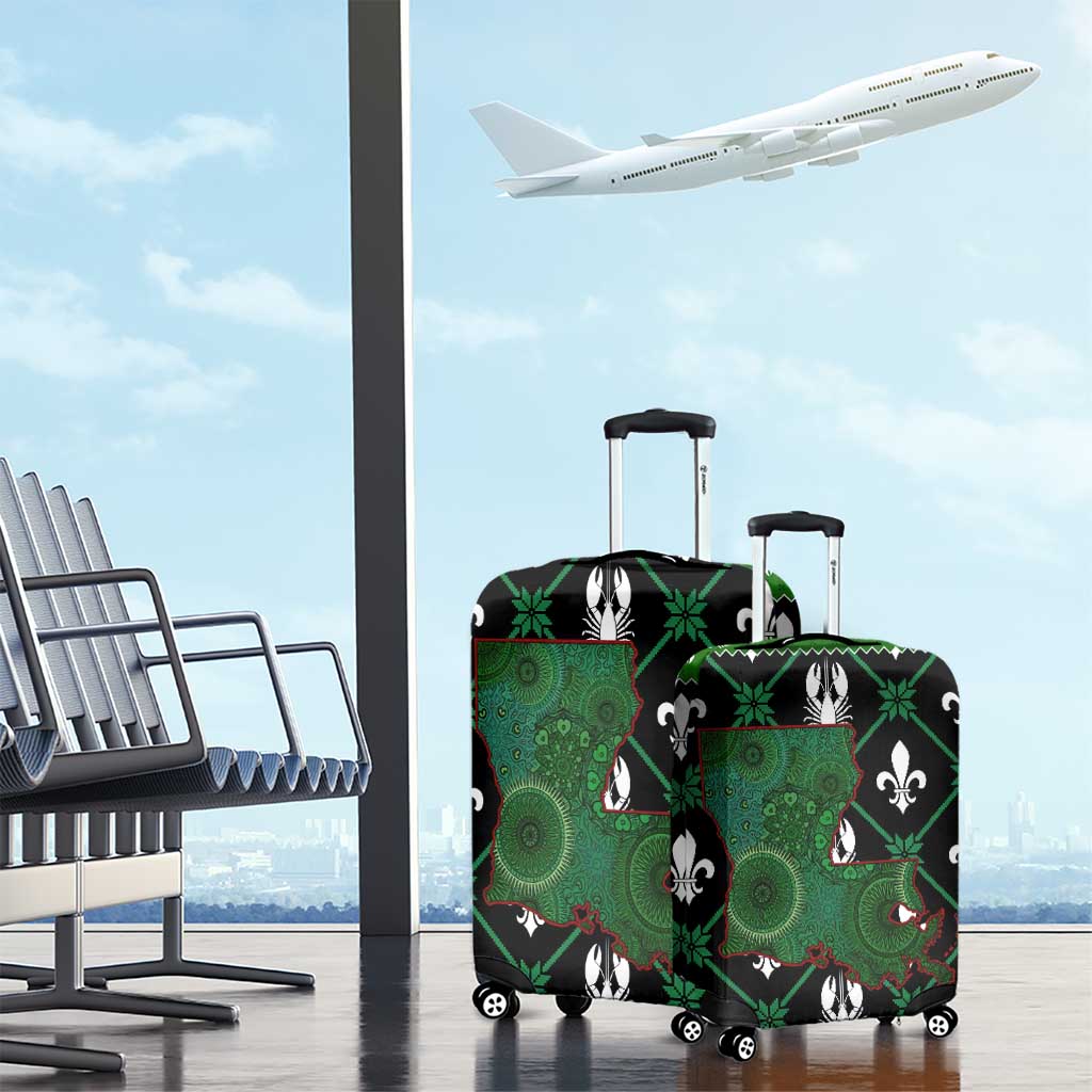 Louisiana USA Symbols Pattern Christmas Luggage Cover Xmas Holiday Patterns - Wonder Print Shop