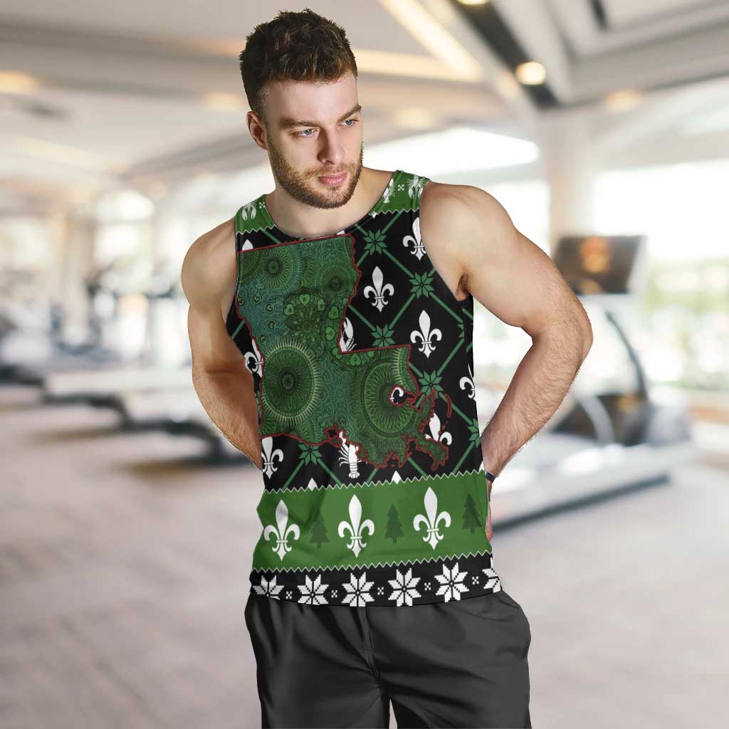 Louisiana USA Symbols Pattern Christmas Men Tank Top Xmas Holiday Patterns - Wonder Print Shop