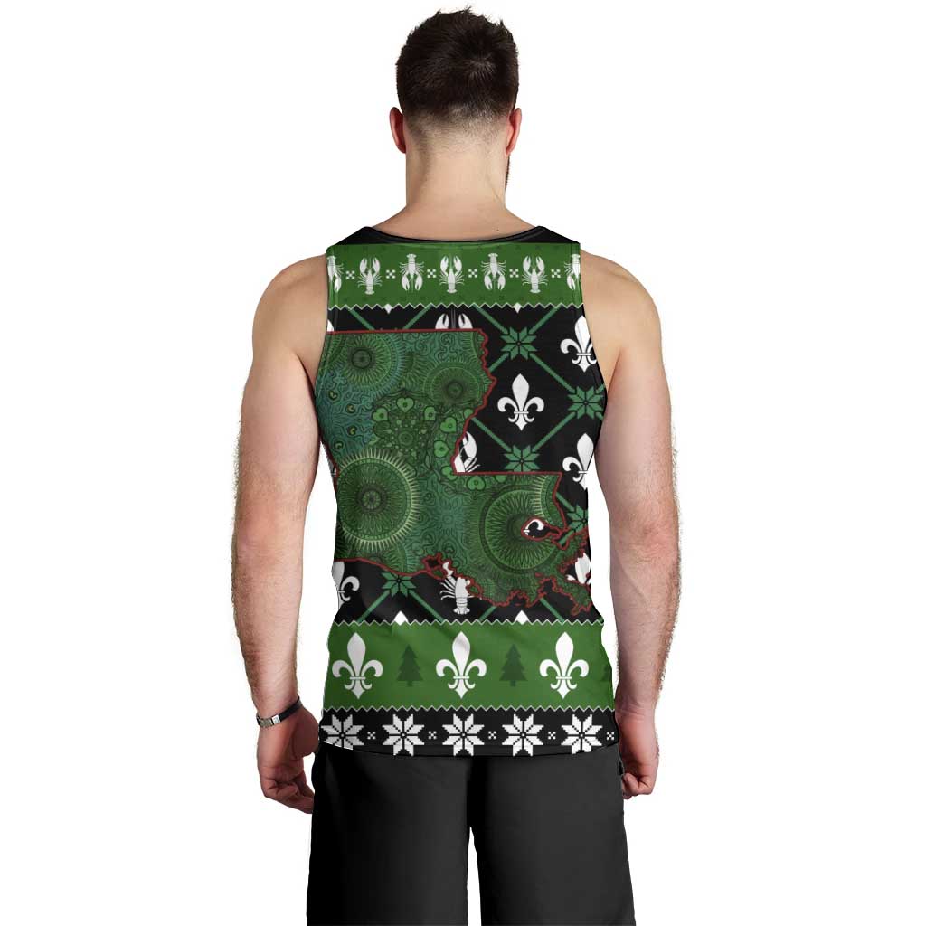 Louisiana USA Symbols Pattern Christmas Men Tank Top Xmas Holiday Patterns - Wonder Print Shop