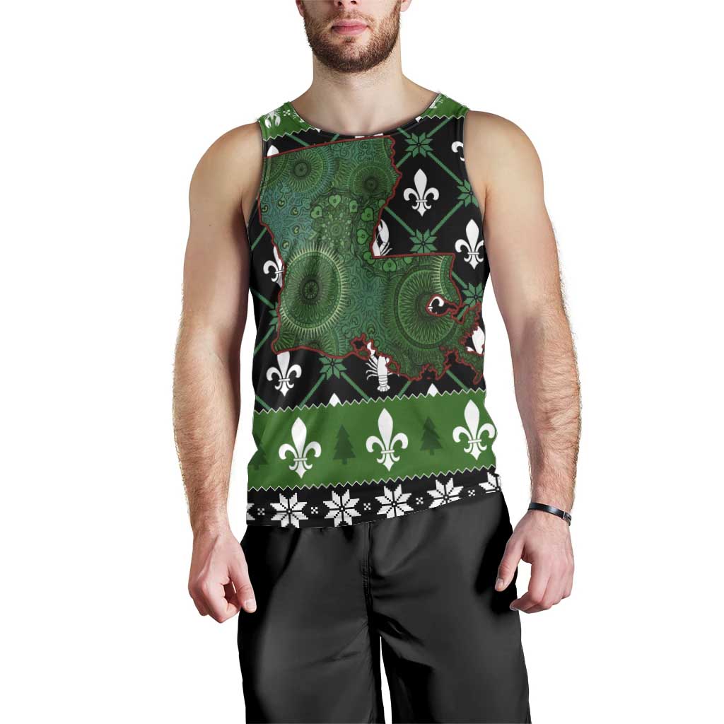 Louisiana USA Symbols Pattern Christmas Men Tank Top Xmas Holiday Patterns - Wonder Print Shop