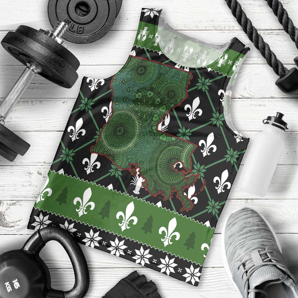 Louisiana USA Symbols Pattern Christmas Men Tank Top Xmas Holiday Patterns - Wonder Print Shop