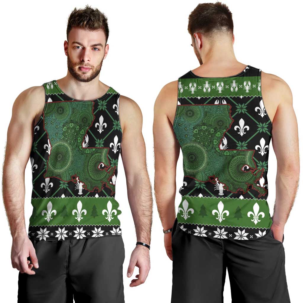 Louisiana USA Symbols Pattern Christmas Men Tank Top Xmas Holiday Patterns - Wonder Print Shop