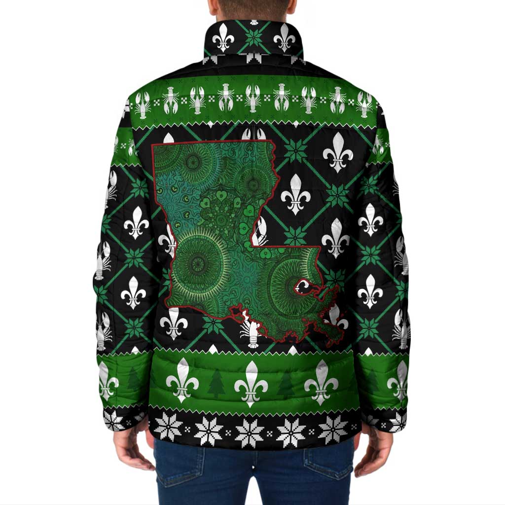 Louisiana USA Symbols Pattern Christmas Padded Jacket Xmas Holiday Patterns - Wonder Print Shop