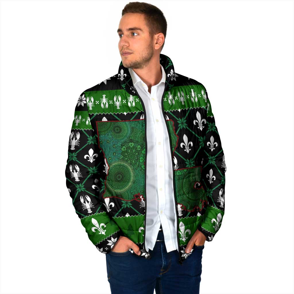 Louisiana USA Symbols Pattern Christmas Padded Jacket Xmas Holiday Patterns - Wonder Print Shop