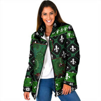 Louisiana USA Symbols Pattern Christmas Padded Jacket Xmas Holiday Patterns - Wonder Print Shop