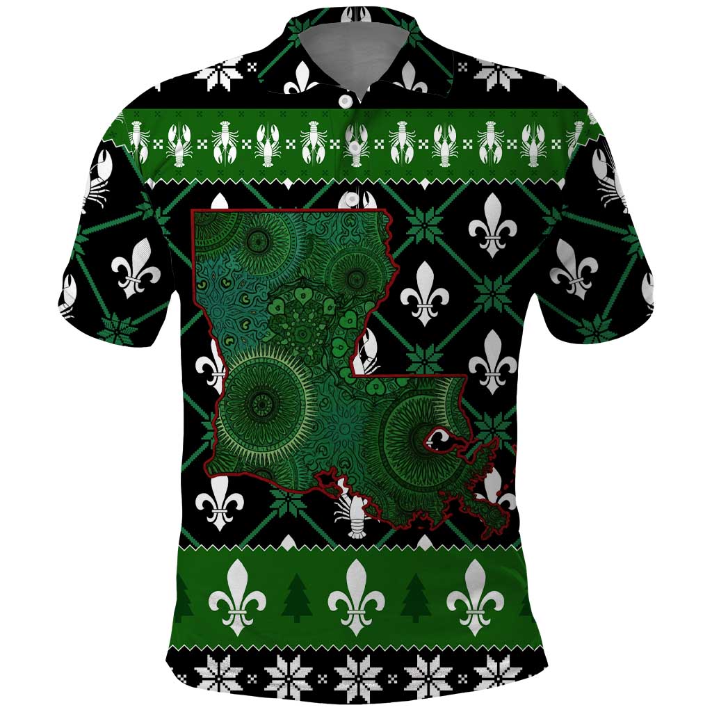 Louisiana USA Symbols Pattern Christmas Polo Shirt Xmas Holiday Patterns - Wonder Print Shop