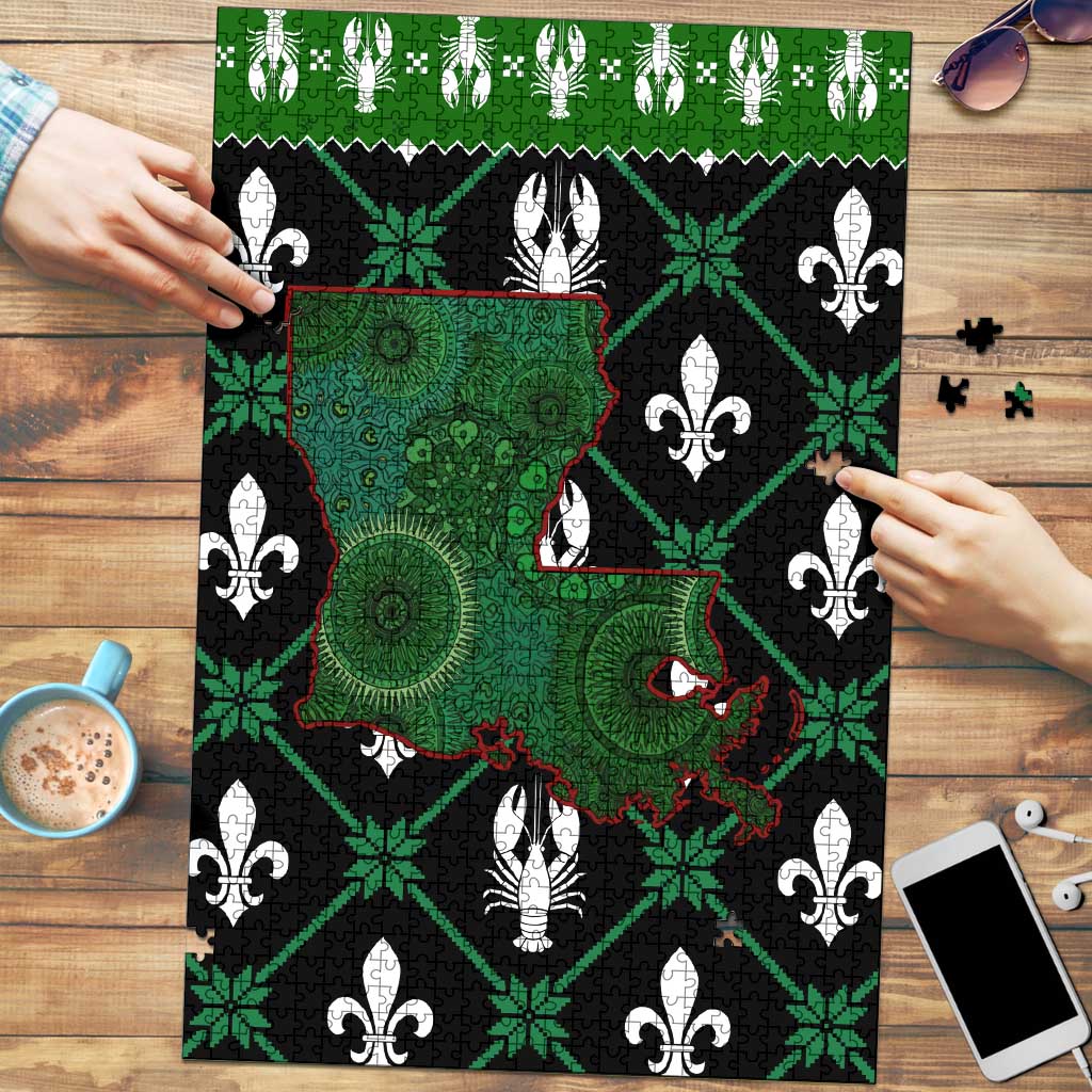 Louisiana USA Symbols Pattern Christmas Puzzle Xmas Holiday Patterns - Wonder Print Shop