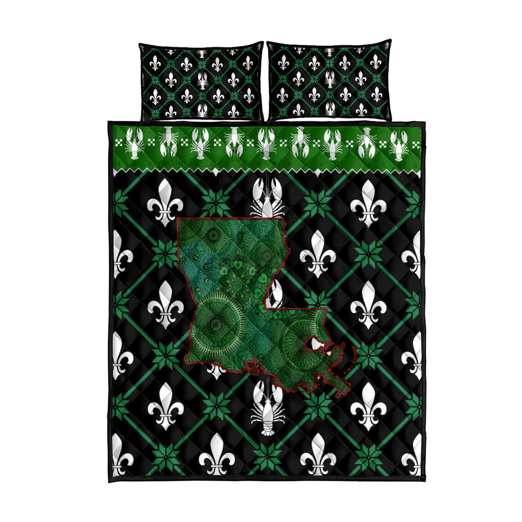 Louisiana USA Symbols Pattern Christmas Quilt Bed Set Xmas Holiday Patterns - Wonder Print Shop
